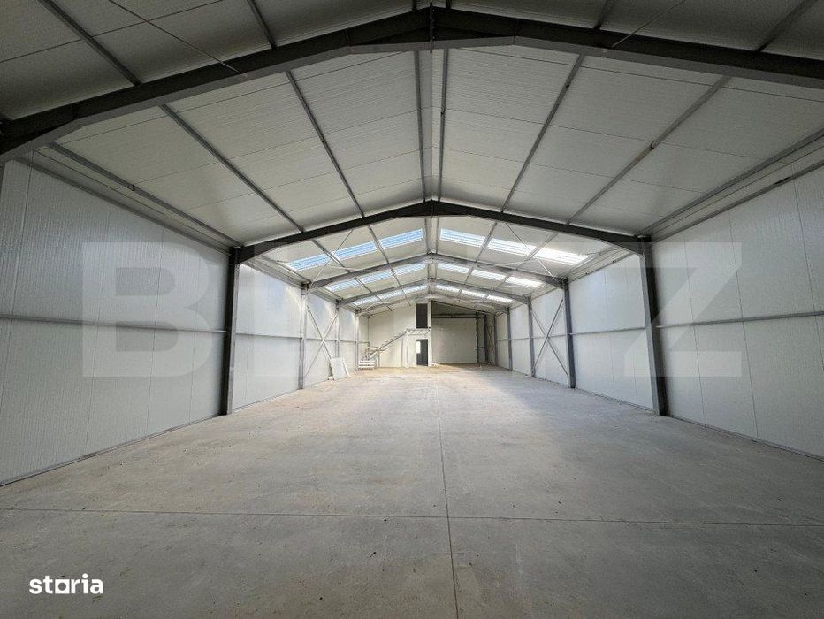 Hala 336 mp pe un teren de 3.000 mp, cu acces din drum asfaltat, Racar