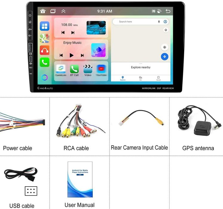 Мултимедия 4+64GB 8 ядрен навигация за кола автомобил Android Auto CP