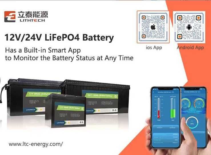 Акумулаторна батерия тягова Lithtech LiFePo4 12.8V 200Ah - 5г.гаранция