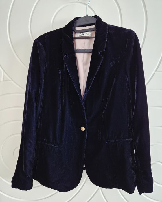 Кадифено сако в син цвят "ZARA "