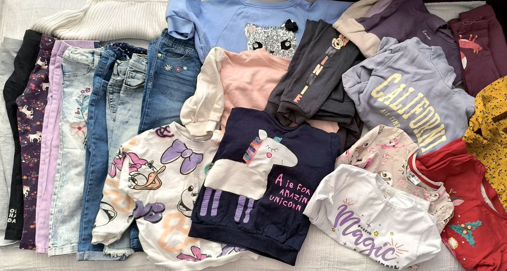 Детски дрехи есен/зима, клинчета, блузки, суичъри 98/104