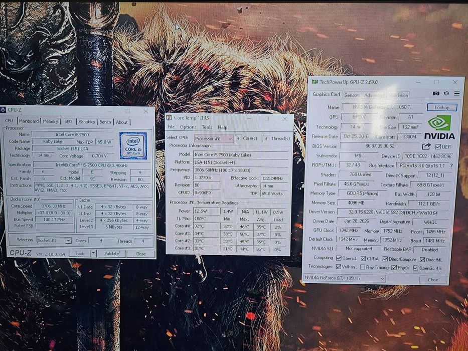 Unitate PC Gaming i5 7500 video 4GB GTX 1050TI 16GB RAM SSD