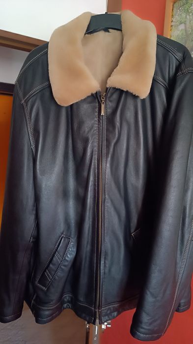 Geacă de piele cu blană de iepure