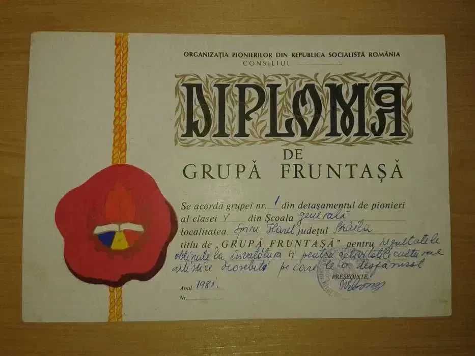 Lot Diplome acordate pionierilor perioada comunista