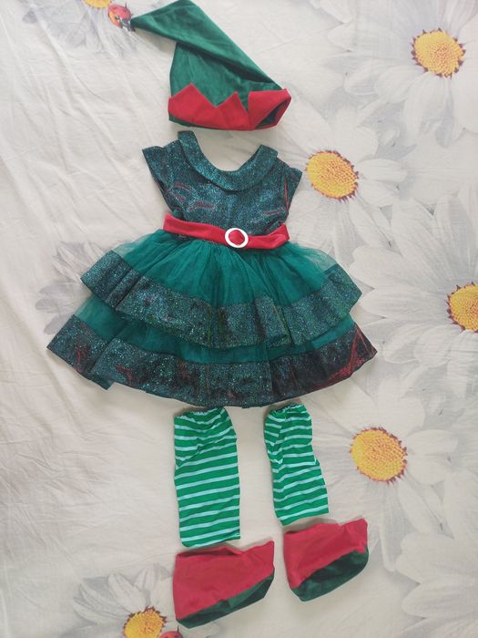 Новогодний костюм Гномик Эльф на девочку