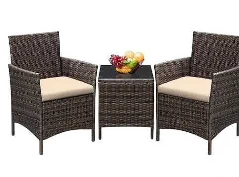 Ратанов луксозен комплект маса и две кресла