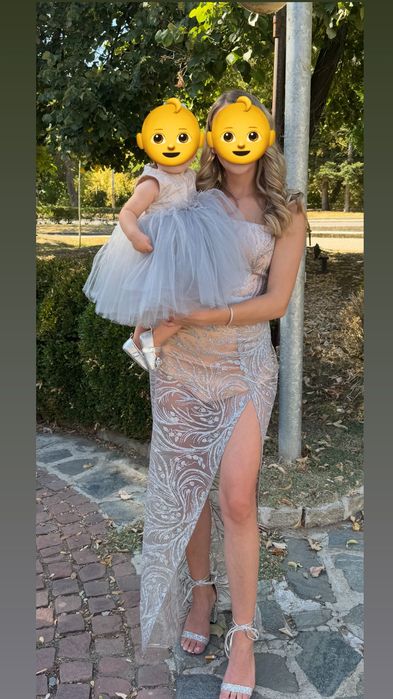 Бебешка рокля, панделка за коса и ръкави