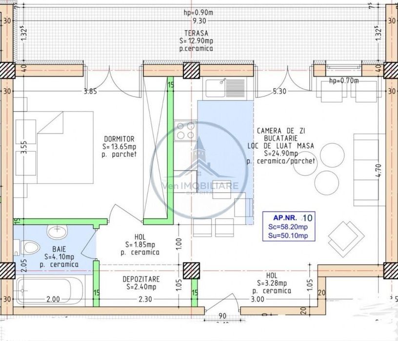 Apartament 2 camere | Etaj 1 cu lift | terasa 13mp — fotografia 3