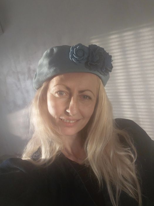 Барета от деним с рози