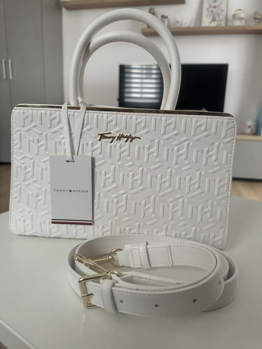 Geanta Tommy Hilfiger, Noua, Superba, alba cu auriu