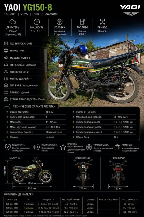 Продам мотоцикл YAOI YG150-8