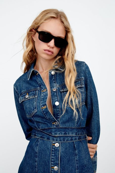 ZARA мини къса рокля от деним