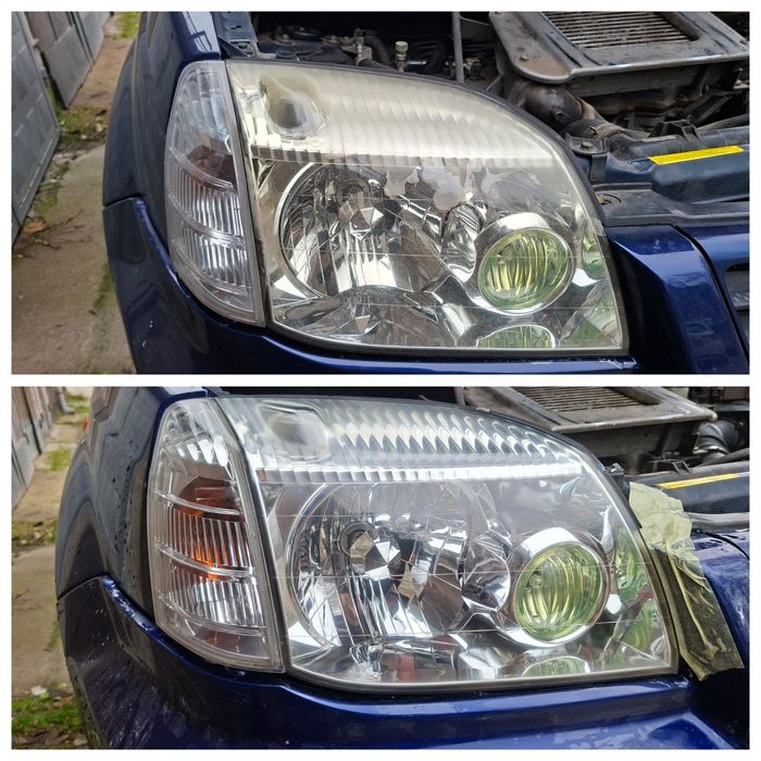 Полиране на фарове с поставяне на защита,пране+интериорно почистване