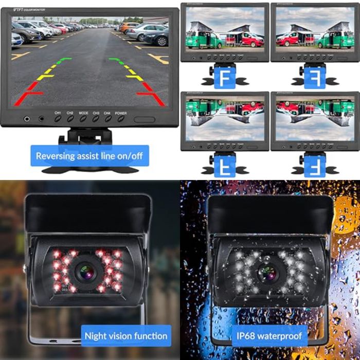 ПРО система за видеонаблюдение: 9" монитор + 4 камери за камиони и рем