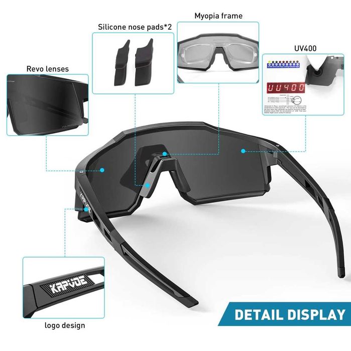 KAPVOE Polarized Cycling Glasses UV400 Protection