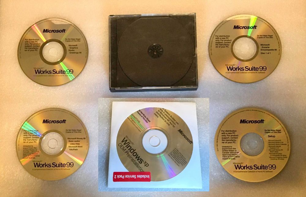 Pachet Microsoft Works Suite 99 + Windows XP - vintage