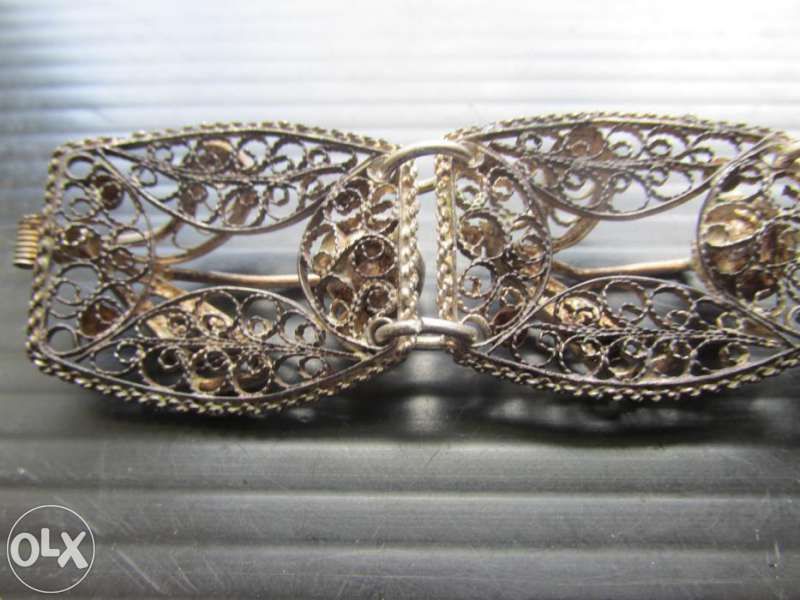 Старинна сребърна дамска гривна - филигран