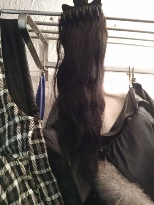 Коса на ред тъмно кестенява 46 см