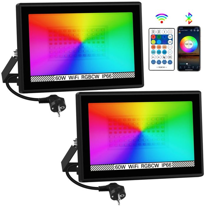 Proiector exterior RGB Bluetooth 60W IP66 Schimbare culori Telecomandă Control prin aplicație – RGB 60W