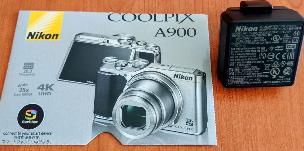 Оригинално зарядно, адаптер Nikon EH-73P от комплекта на Coolpix A900. 5V. 1A . USB.