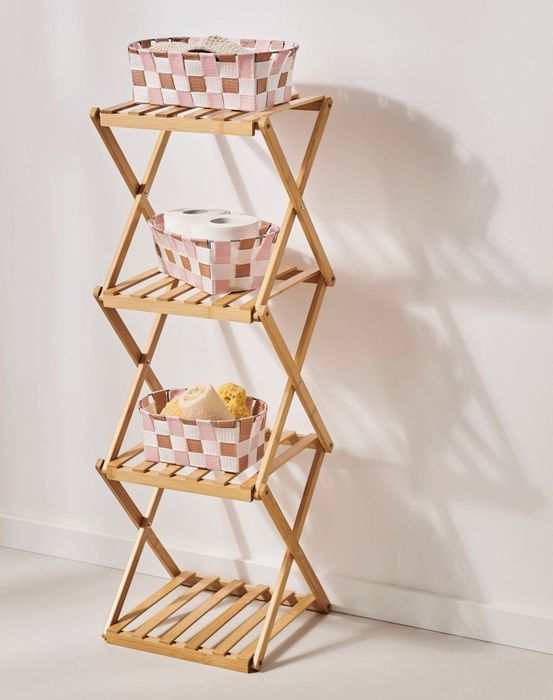 91см! Сгъваема бамбукова етажерка