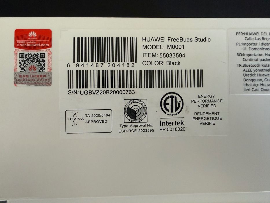 Huawei FreeBuds Studio | ANC | ПЪЛЕН КОМПЛЕКТ | МНОГО ДОБРО СЪСТОЯНИЕ