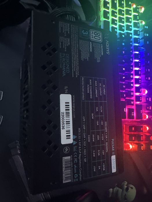 Sursa aqirys 550w pulsar 80 plus