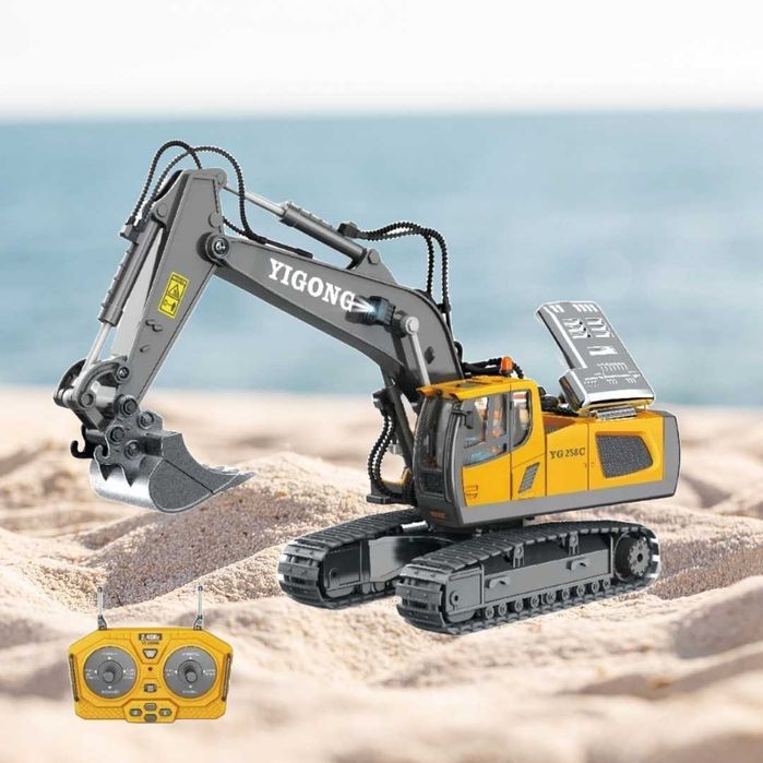 Багер с дистанционно управление и метална лопата за игра на вън