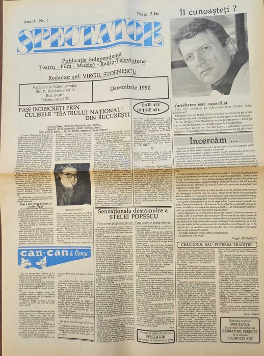 Lot 8 Reviste / Ziare din anul 1990 (Spectator nr. 1, Star nr. 1-5, Film nr.2-3, 4-5