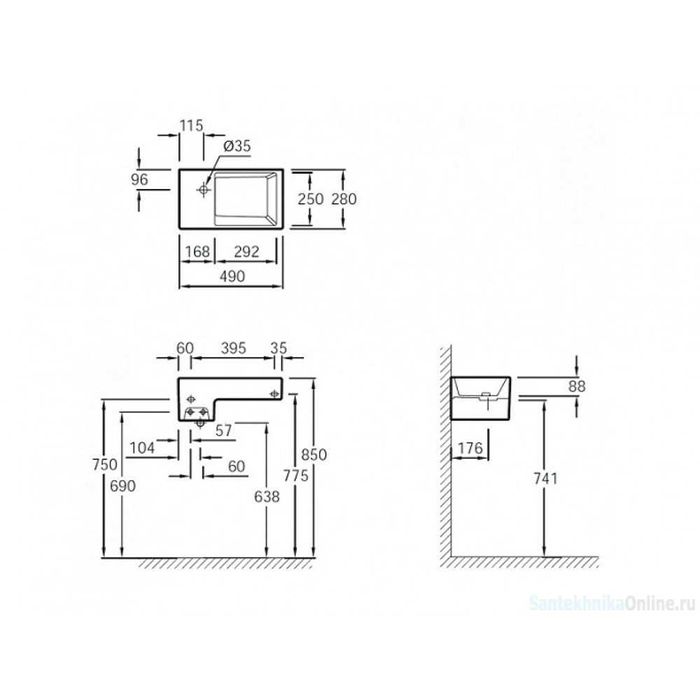 Компактна мивка за баня Jacob Delafon TERRACE EGA012-00 49×28