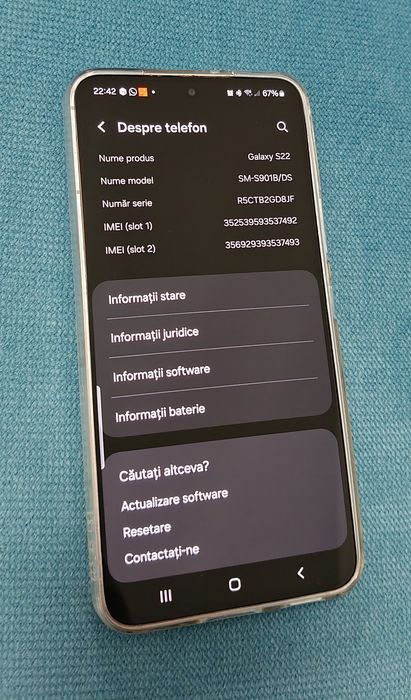 Samsung Galaxy S22 / 128 GB / 8 Gb ram. Culoare ROZ. Cumpărat de nou.