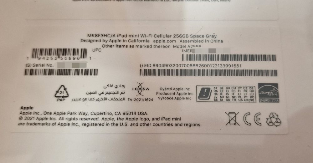 Vand iPad mini 6, 256GB, WiFi + Cellular, Space grey Sigilat