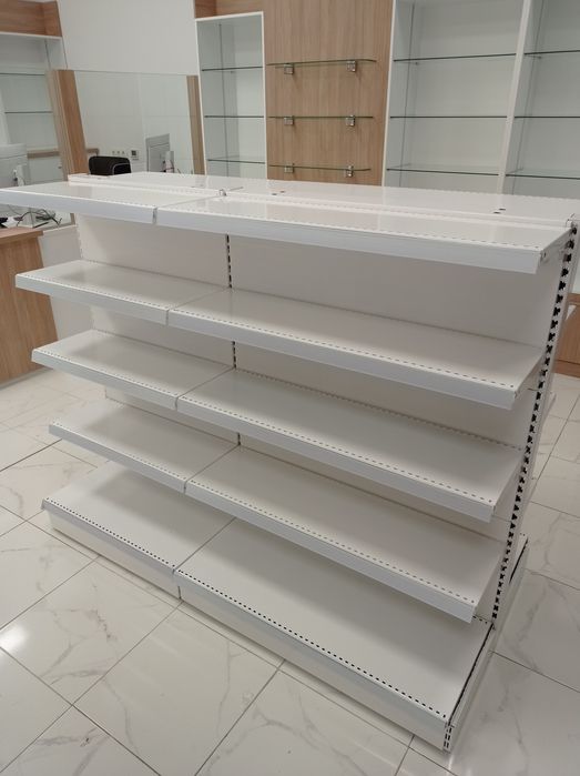 Островен /двустранен/ стелаж за магазини, аптеки