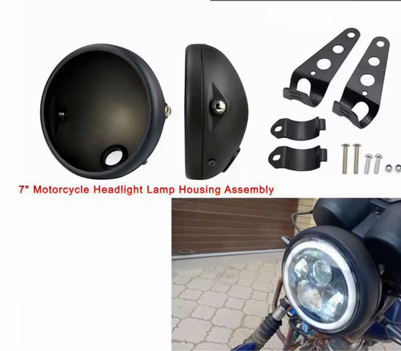 Carcasa negru mat pentru far de 7 inchi la motociclete