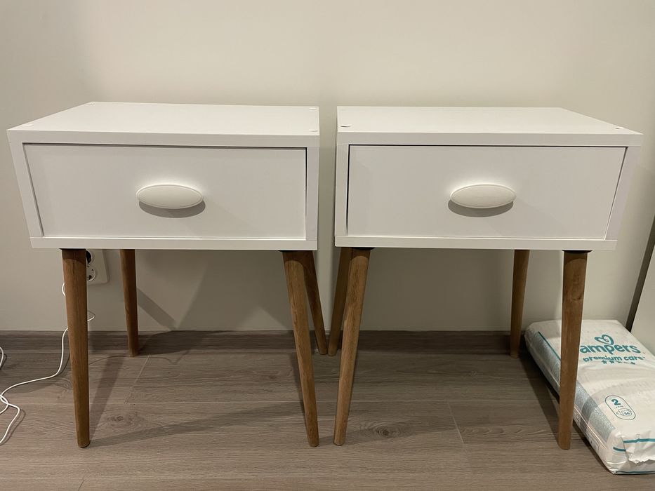 Noptiere moderne cu sertar 45 x 30 x 57,5 cm alb nuc