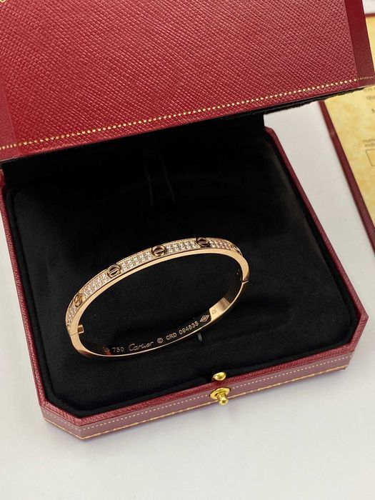 Brățară Cartier LOVE din aur roz 750 model subțire full diamond