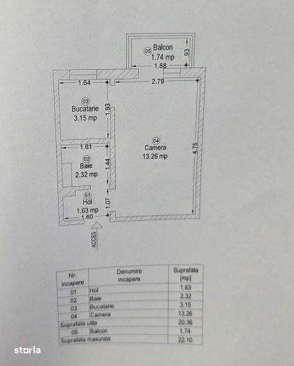Garsonieră renovată – Zona Buziașului – Etaj 2- 146