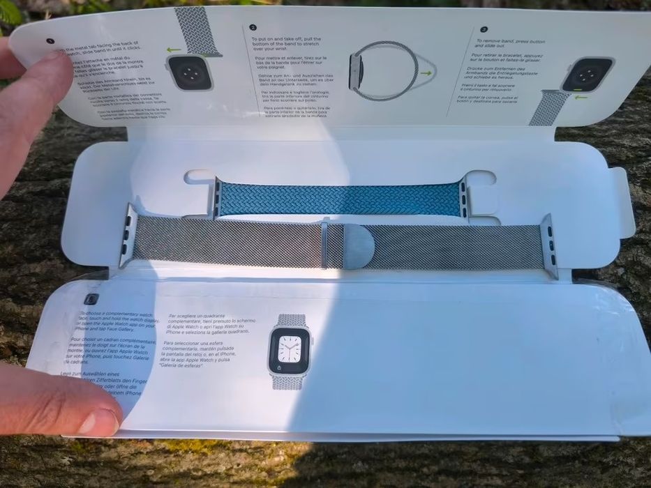Curele originale Apple Watch de 45 mm: Milanese și împletite, mărimea 9