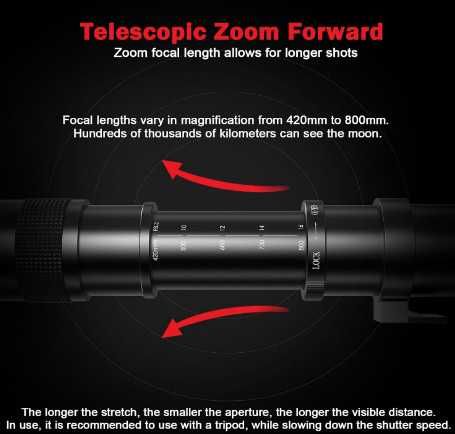 BENOISON 420-800 мм F8.3-16 супер телеобектив с вариометър