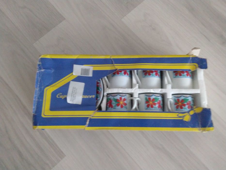 Set 6 cescute si 6 farfuriute - model floral