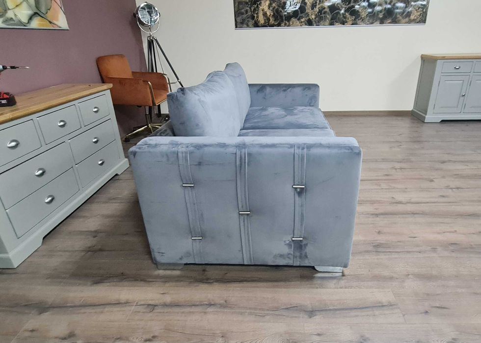 Сив диван от плат тройка с функция сън