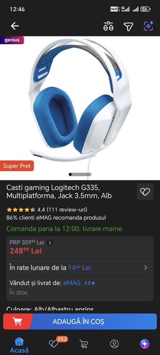Casti logitech g335