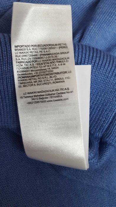 Чисто нов син мъжки пуловер LC WAIKIKI BASIC размер L