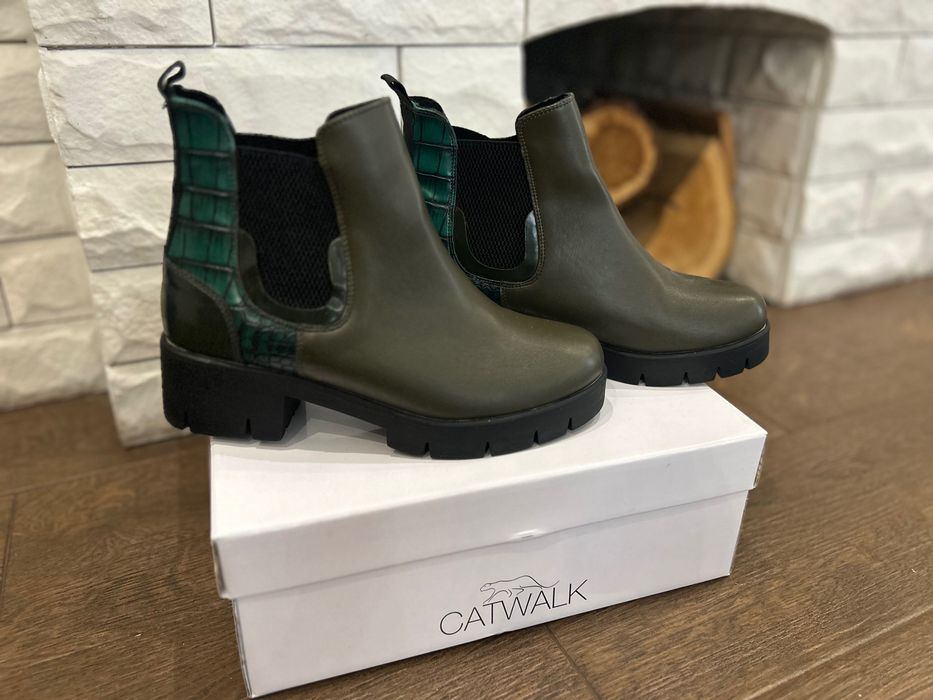 Нови боти Catwalk зелени кожа