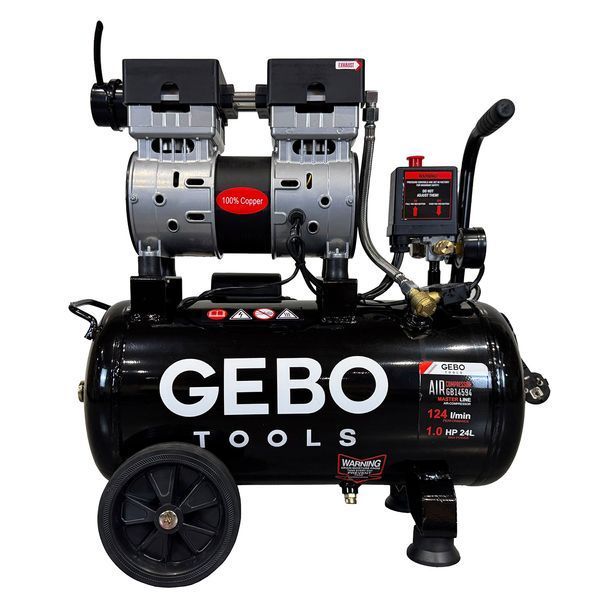 Безшумен компресор без шум без масло 24 л gebo tools