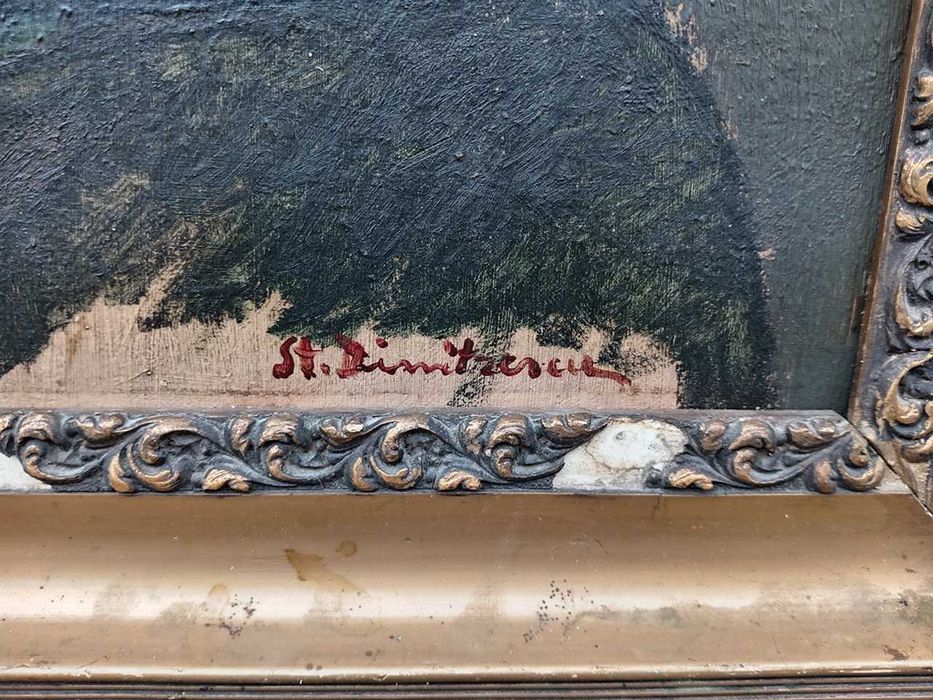 Tablou vechi - portret fetita - semnat St. Dimitrescu