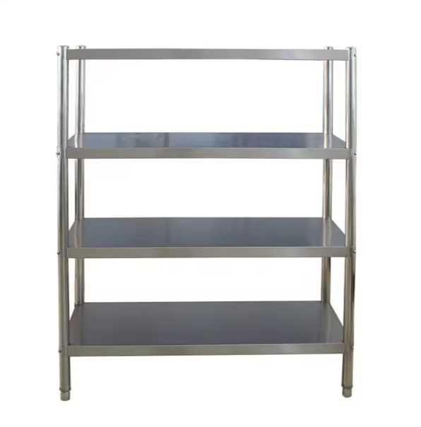 Rafturi din inox,Rastel din inox,Raft depozitare cu 4 polite pline,NOI