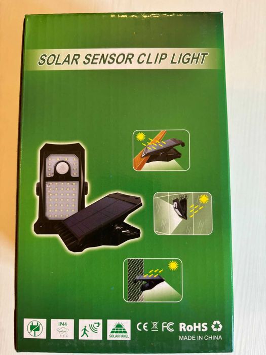 Lampa solara cu 3 moduri, clips de agatare sau suruburi, 300 lumeni