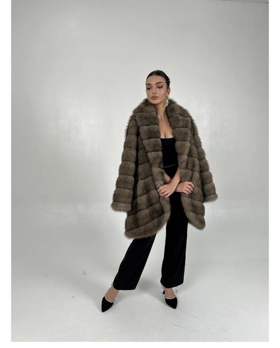 Эко шуба коричневый