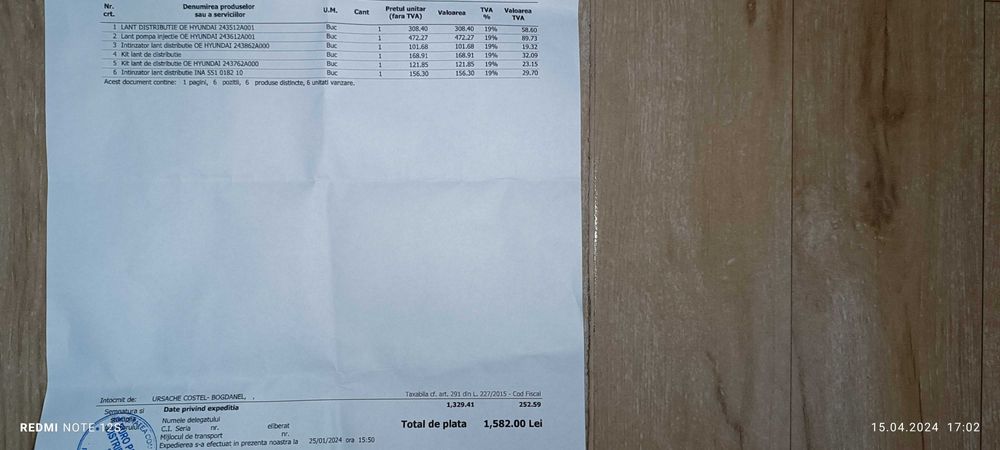 Kit lanț distribuție original Hyundai / Kia 1.6 CRDi